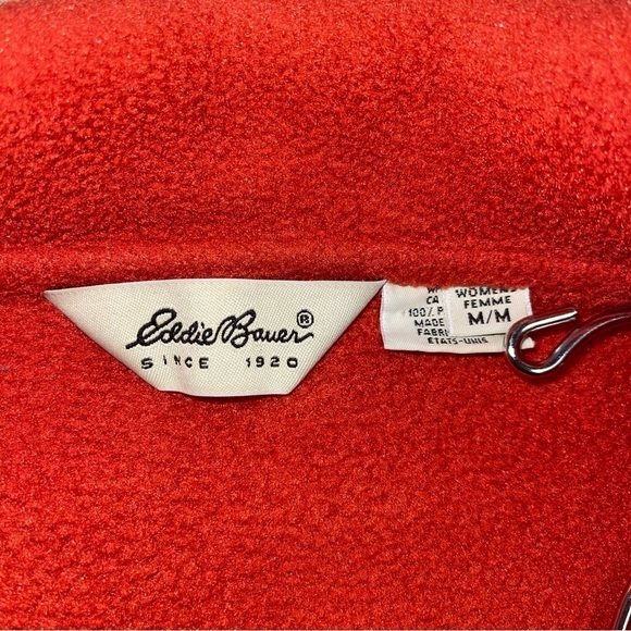 Eddie Bauer  Vintage Cardigan Women's‎ Size Medium Orange Fleece Button Sweater - Picture 5 of 7